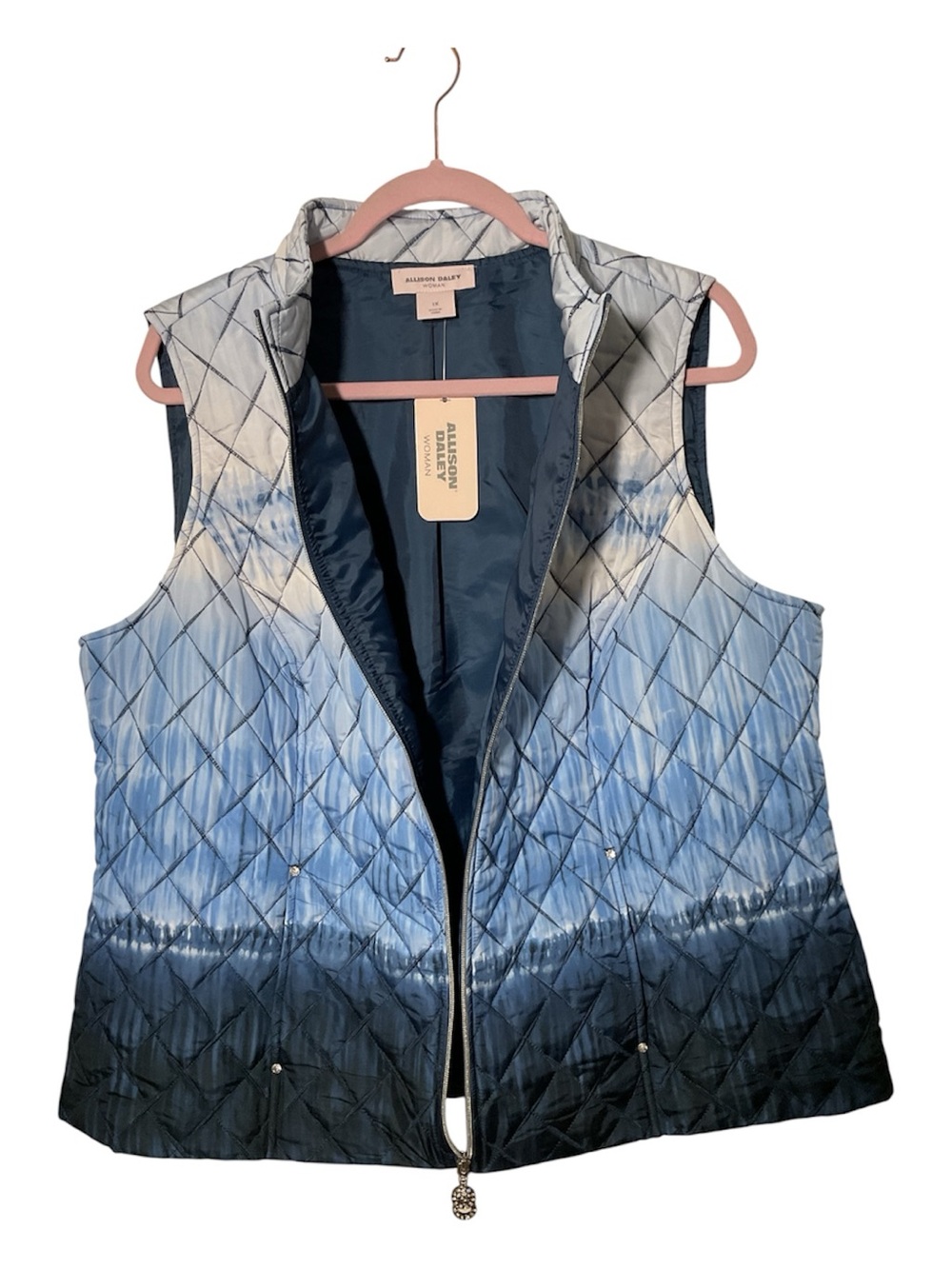 Allison Daley Blue Ombre Quilted Zip Front Vest NWT 1X